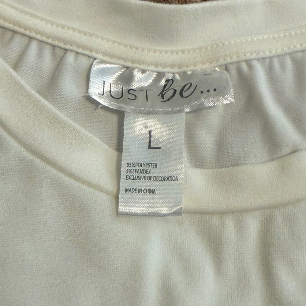 Just Be Womens Wild and‎ Free Graphic Tee Cream Silver Metallic Long Sleeve L - Picture 6 of 7